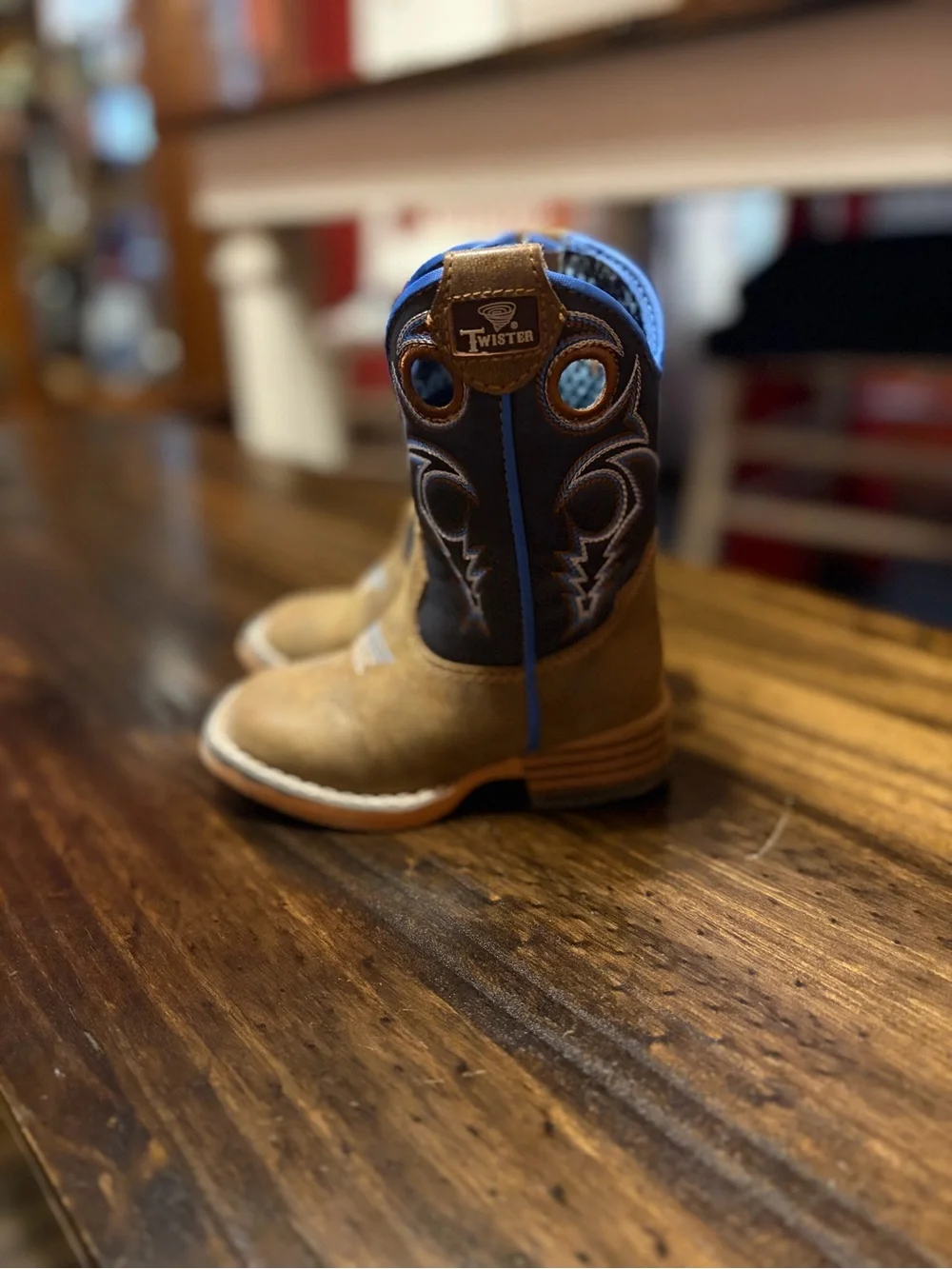 Twister Brown, Black & Blue Kids Cowboy Boots